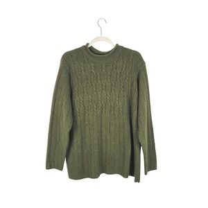 Vintage Y2K Fashion Bug Women's Green Cable Knit Mock Neck Sweater Size‎ 18W